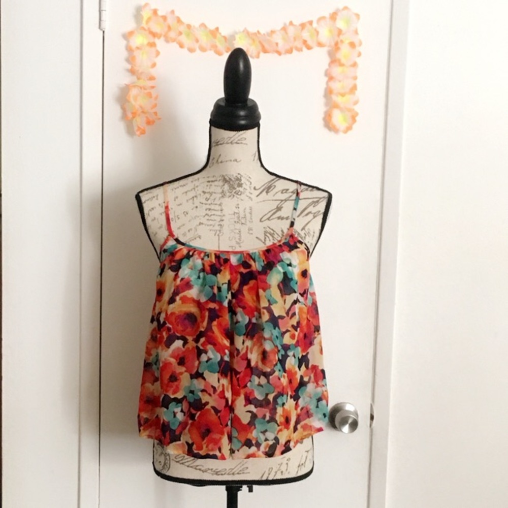 4/$20 love, Fire Top Sheer and Floral Print